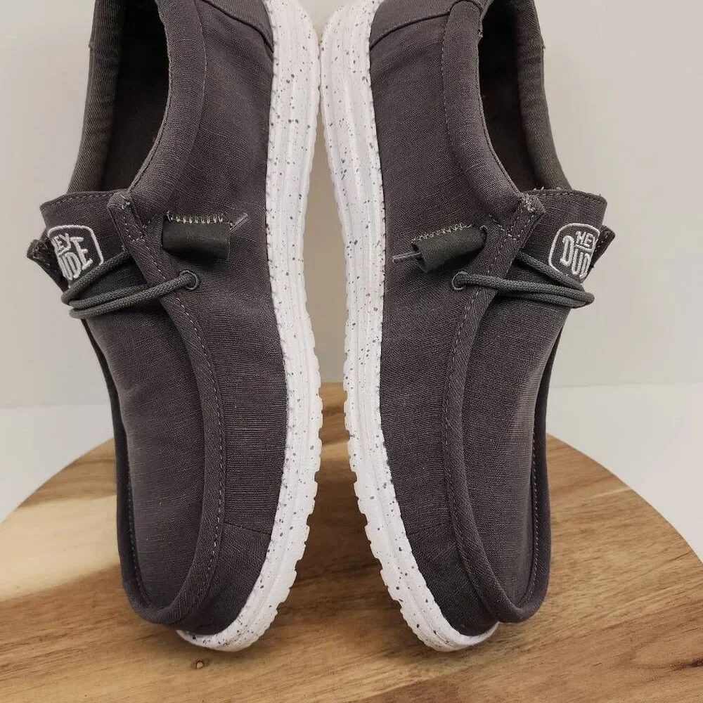Hey Dude Wally SLUB Canvas Gray Mens Shoes Size 11 - Picture 8 of 11